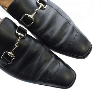Gucci Business Shoes Leather Shoes Logo Square Toe Horsebit Leather 43 28cm