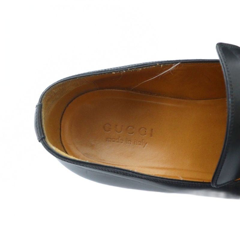 Gucci Business Shoes Leather Shoes Logo Square Toe Horsebit Leather 43 28cm