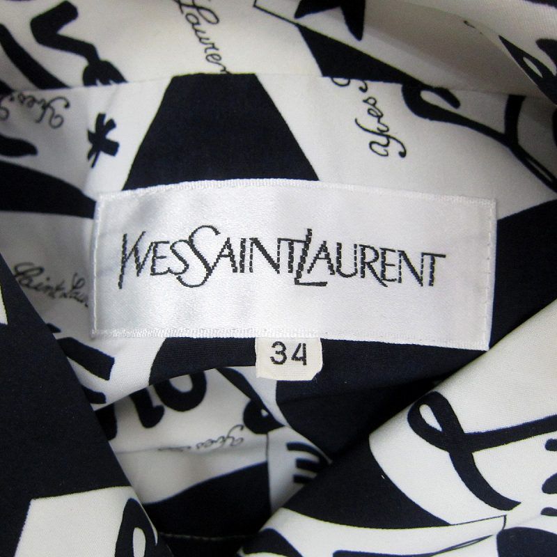 Yves Saint Laurent Blouse Shirt Long Sleeve Allover Pattern