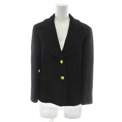 Gucci Tailored Jacket Short Length Wool 40 Black Two Buttons Gold Color Golden