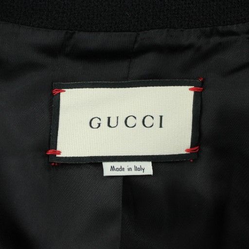 Gucci Tailored Jacket Short Length Wool 40 Black Two Buttons Gold Color Golden