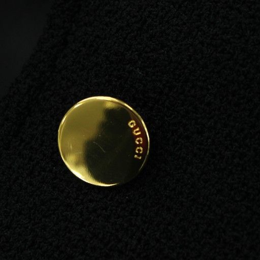 Gucci Tailored Jacket Short Length Wool 40 Black Two Buttons Gold Color Golden