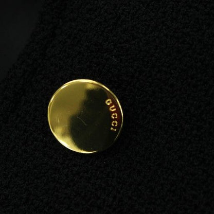 Gucci Tailored Jacket Short Length Wool 40 Black Two Buttons Gold Color Golden