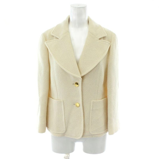 Gucci Tailored Jacket Wool 40 White 2 Button Short Length Gold Color Golden