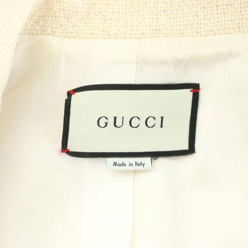 Gucci Tailored Jacket Wool 40 White 2 Button Short Length Gold Color Golden