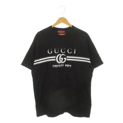 Gucci T-Shirt Short Sleeve Crew Neck Print Logo Cotton L Black Ah2 • Gy18