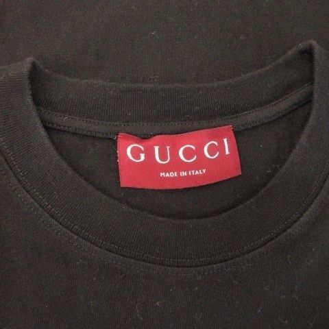 Gucci T-Shirt Short Sleeve Crew Neck Print Logo Cotton L Black Ah2 • Gy18