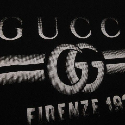 Gucci T-Shirt Short Sleeve Crew Neck Print Logo Cotton L Black Ah2 • Gy18