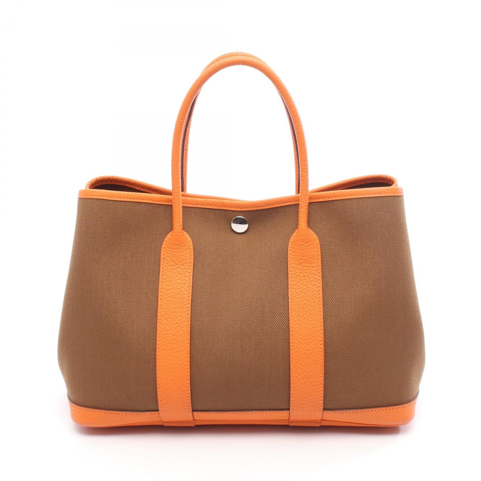 Hermes Tote Bag Garden Party TPM Alzan/orange Canvas Leather Garden Party