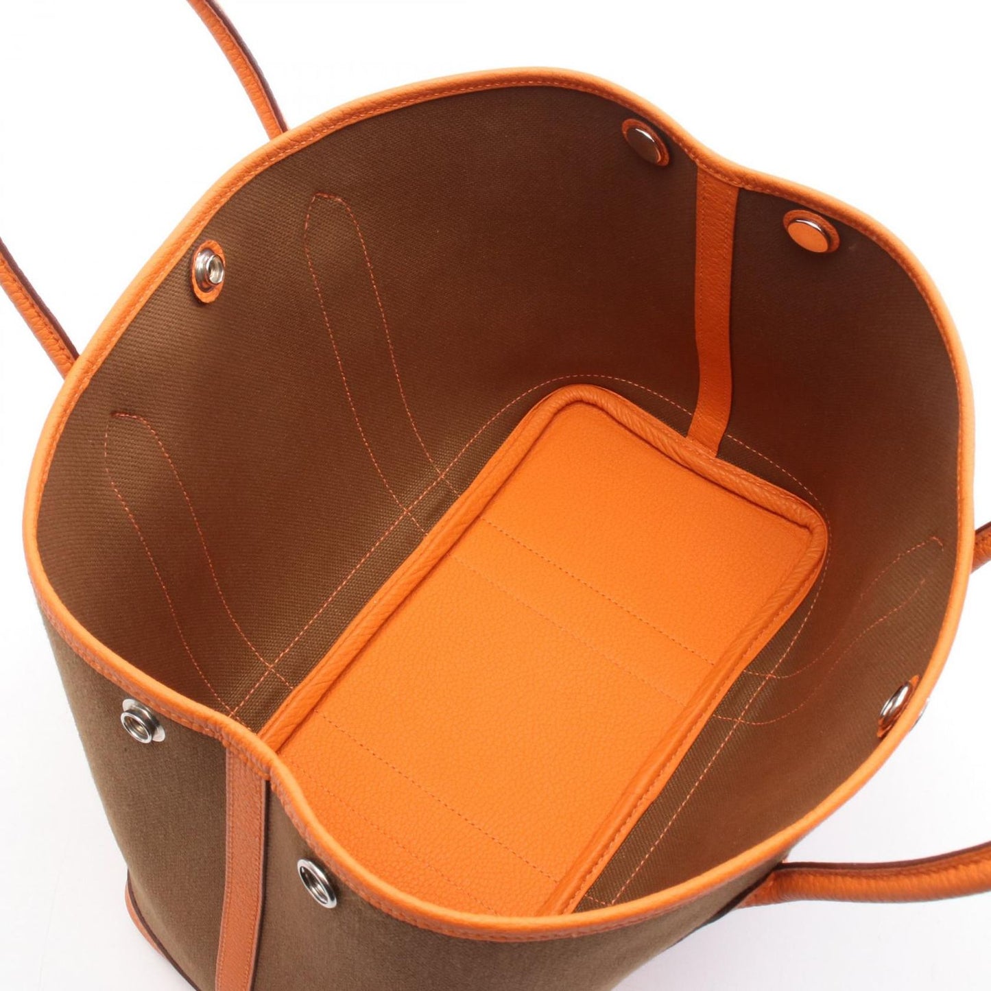 Hermes Tote Bag Garden Party TPM Alzan/orange Canvas Leather Garden Party