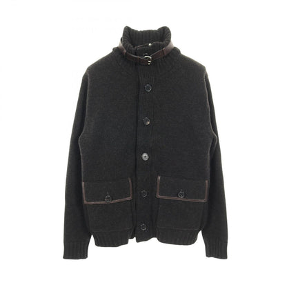 Hermes Blouson Knit Jacket Wool Leather Nutria Coat Men's a