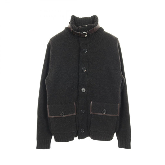 Hermes Blouson Knit Jacket Wool Leather Nutria Coat Men's a