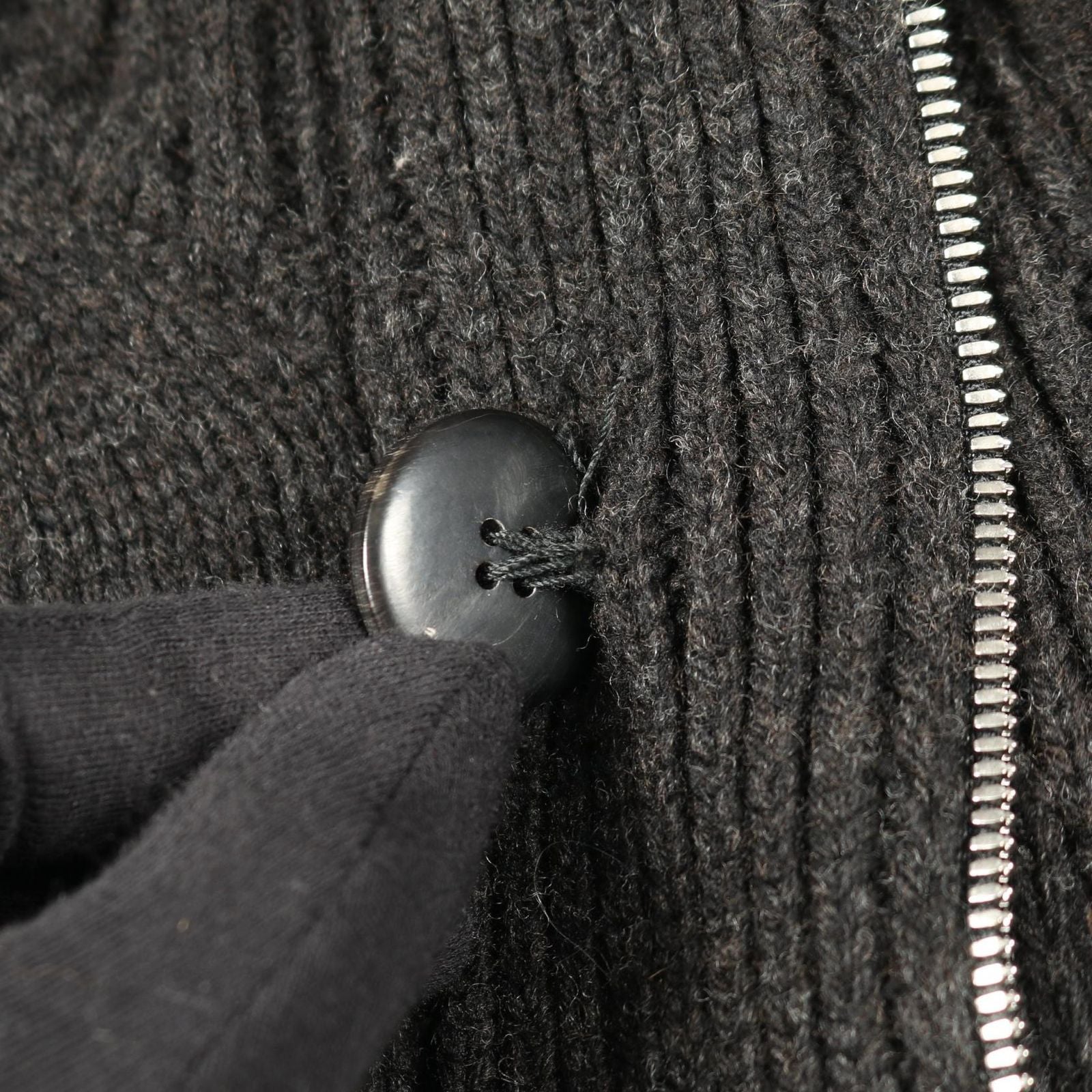 Hermes Blouson Knit Jacket Wool Leather Nutria Coat Men's a