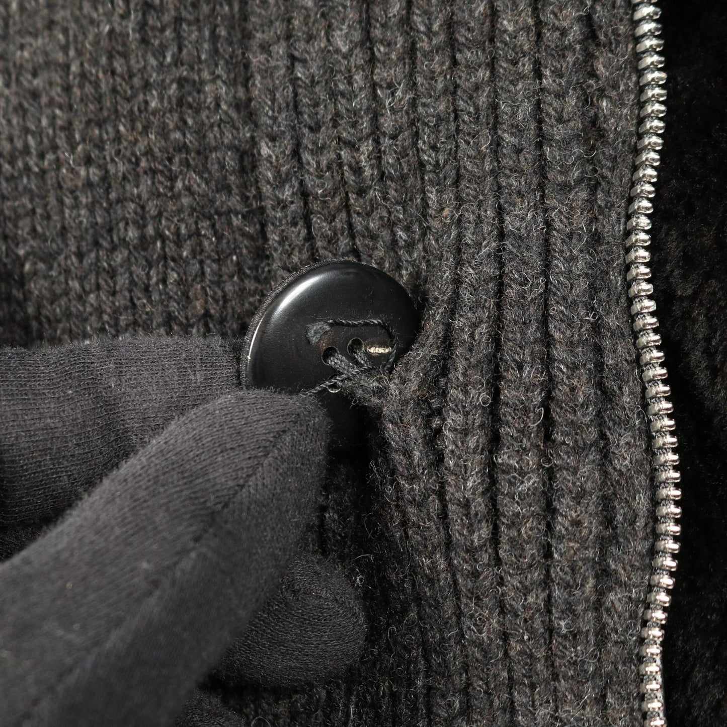 Hermes Blouson Knit Jacket Wool Leather Nutria Coat Men's a