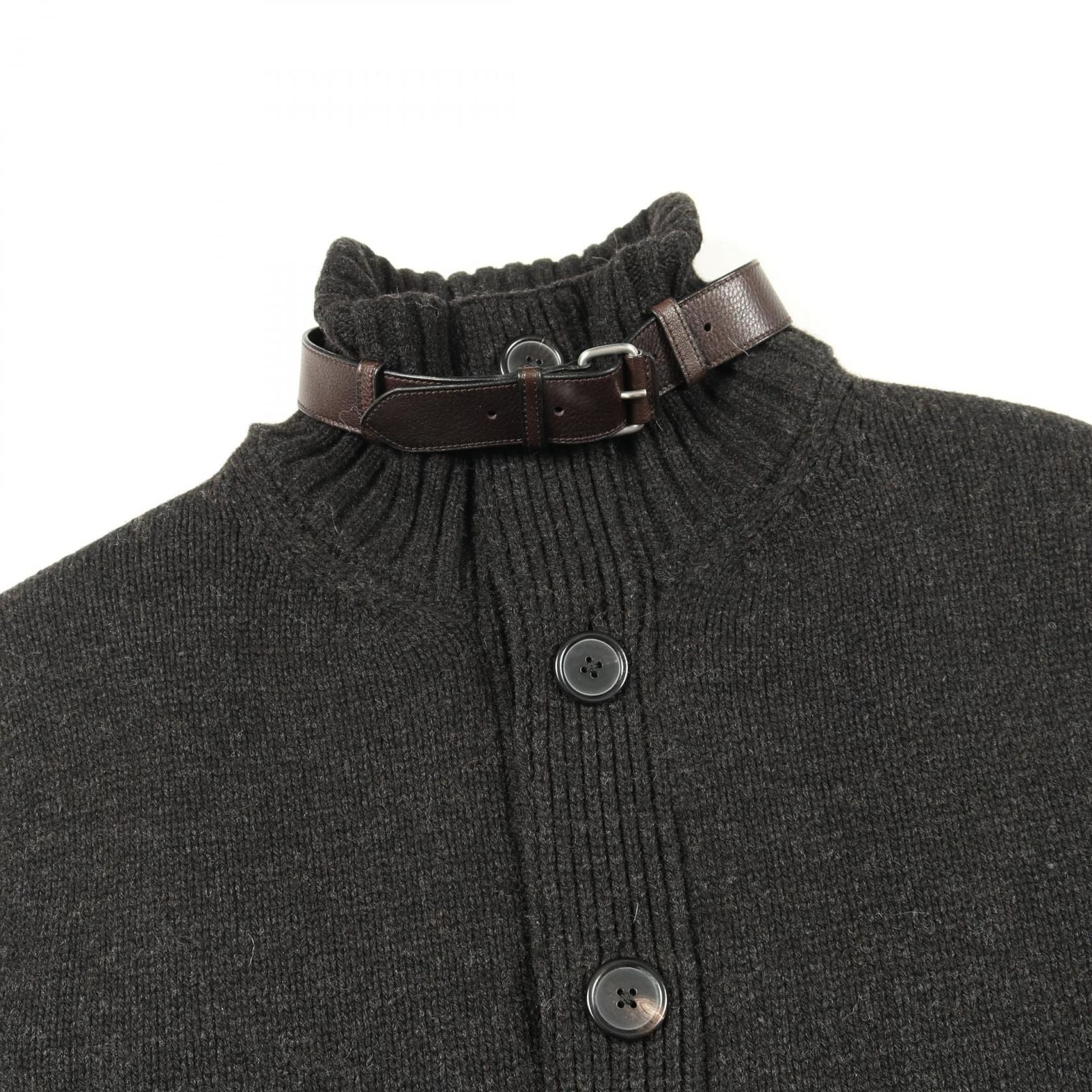 Hermes Blouson Knit Jacket Wool Leather Nutria Coat Men's a