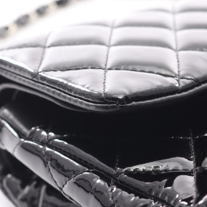 Chanel Shoulder Bag Matelasse W Flap Black Patent Leather Matelasse Double Flap