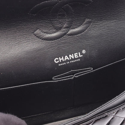 Chanel Shoulder Bag Matelasse W Flap Black Patent Leather Matelasse Double Flap