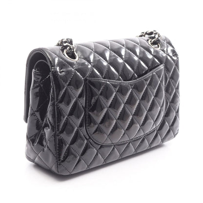 Chanel Shoulder Bag Matelasse W Flap Black Patent Leather Matelasse Double Flap