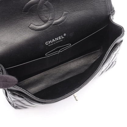 Chanel Shoulder Bag Matelasse W Flap Black Patent Leather Matelasse Double Flap