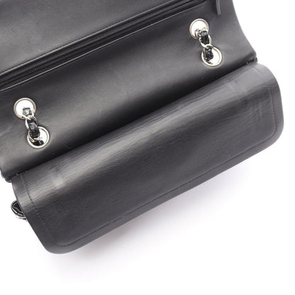 Chanel Shoulder Bag Matelasse W Flap Black Patent Leather Matelasse Double Flap