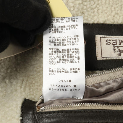 Hermes Vest Gilet Gray Beige Leather Mouton Vest Gray Beige Men's B