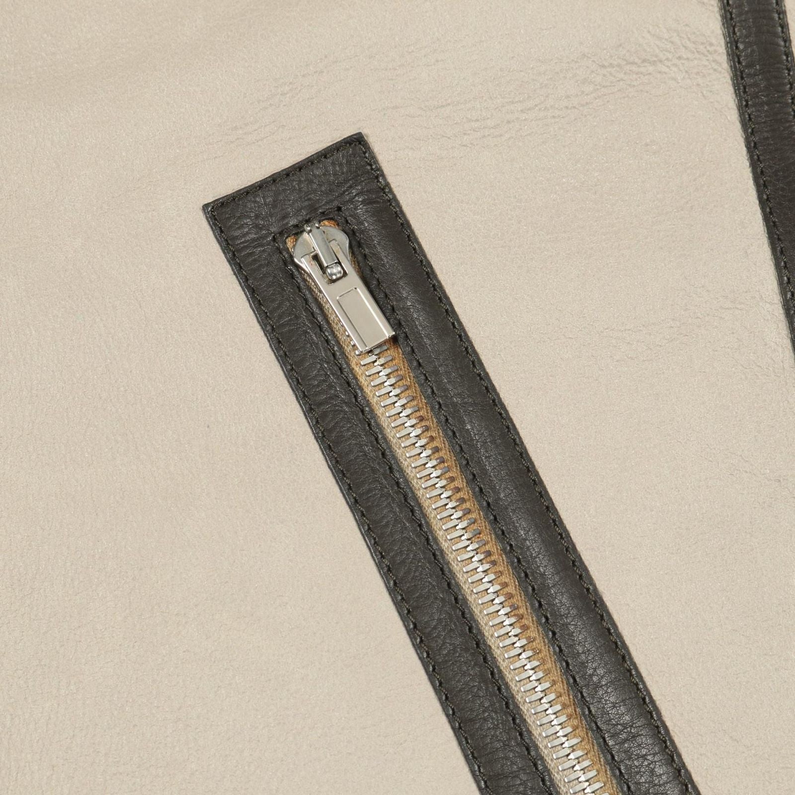 Hermes Vest Gilet Gray Beige Leather Mouton Vest Gray Beige Men's B