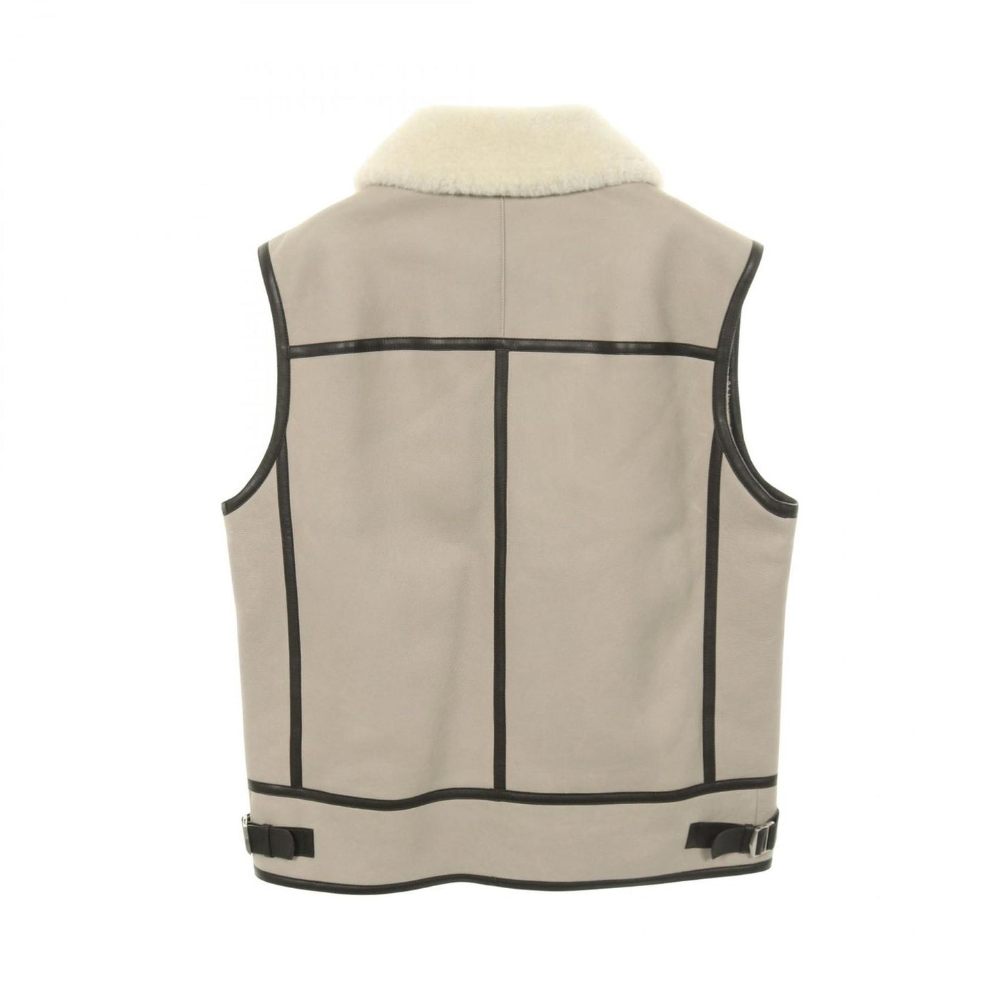 Hermes Vest Gilet Gray Beige Leather Mouton Vest Gray Beige Men's B