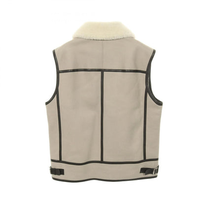 Hermes Vest Gilet Gray Beige Leather Mouton Vest Gray Beige Men's B