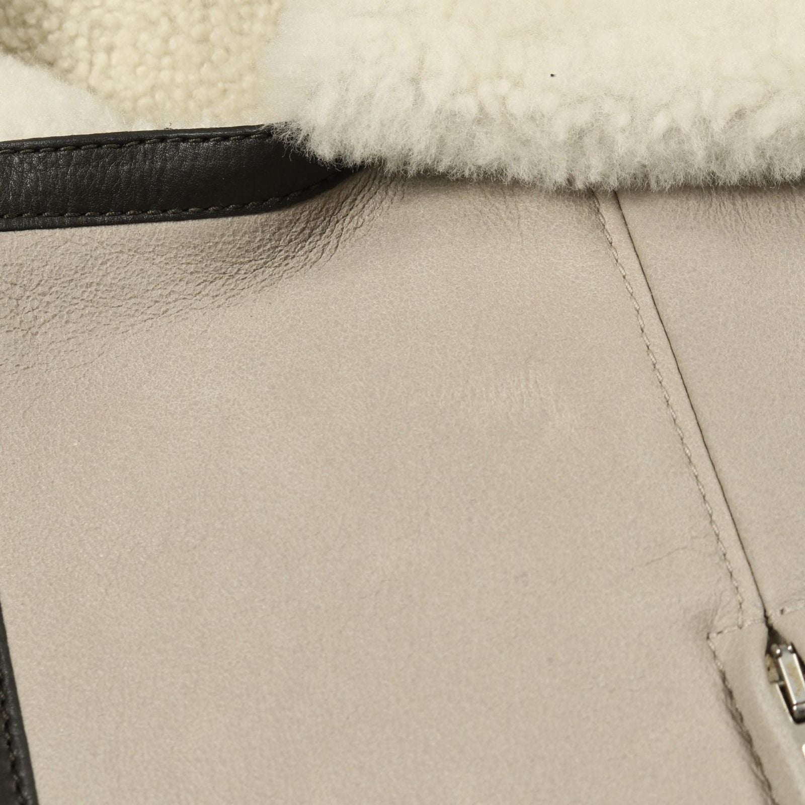 Hermes Vest Gilet Gray Beige Leather Mouton Vest Gray Beige Men's B