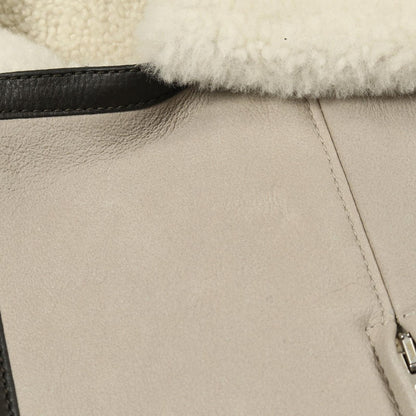 Hermes Vest Gilet Gray Beige Leather Mouton Vest Gray Beige Men's B