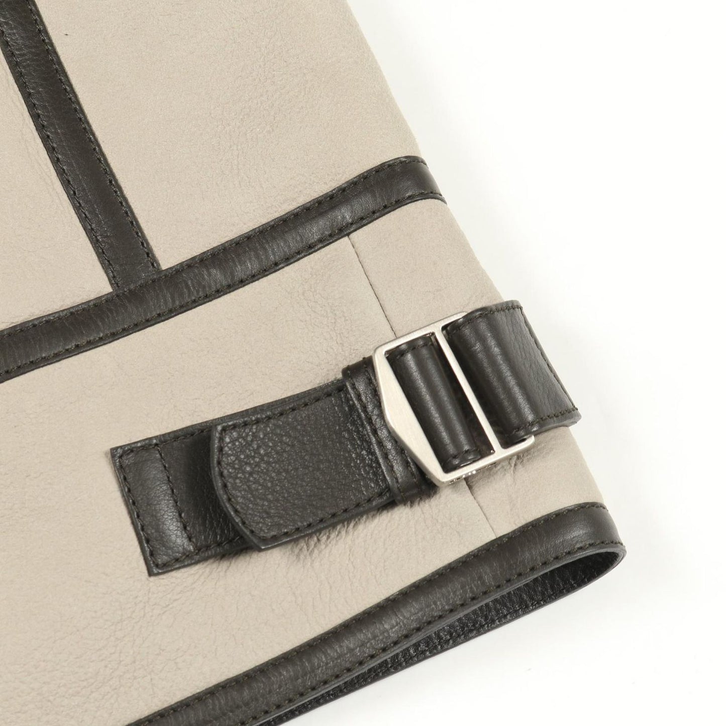 Hermes Vest Gilet Gray Beige Leather Mouton Vest Gray Beige Men's B