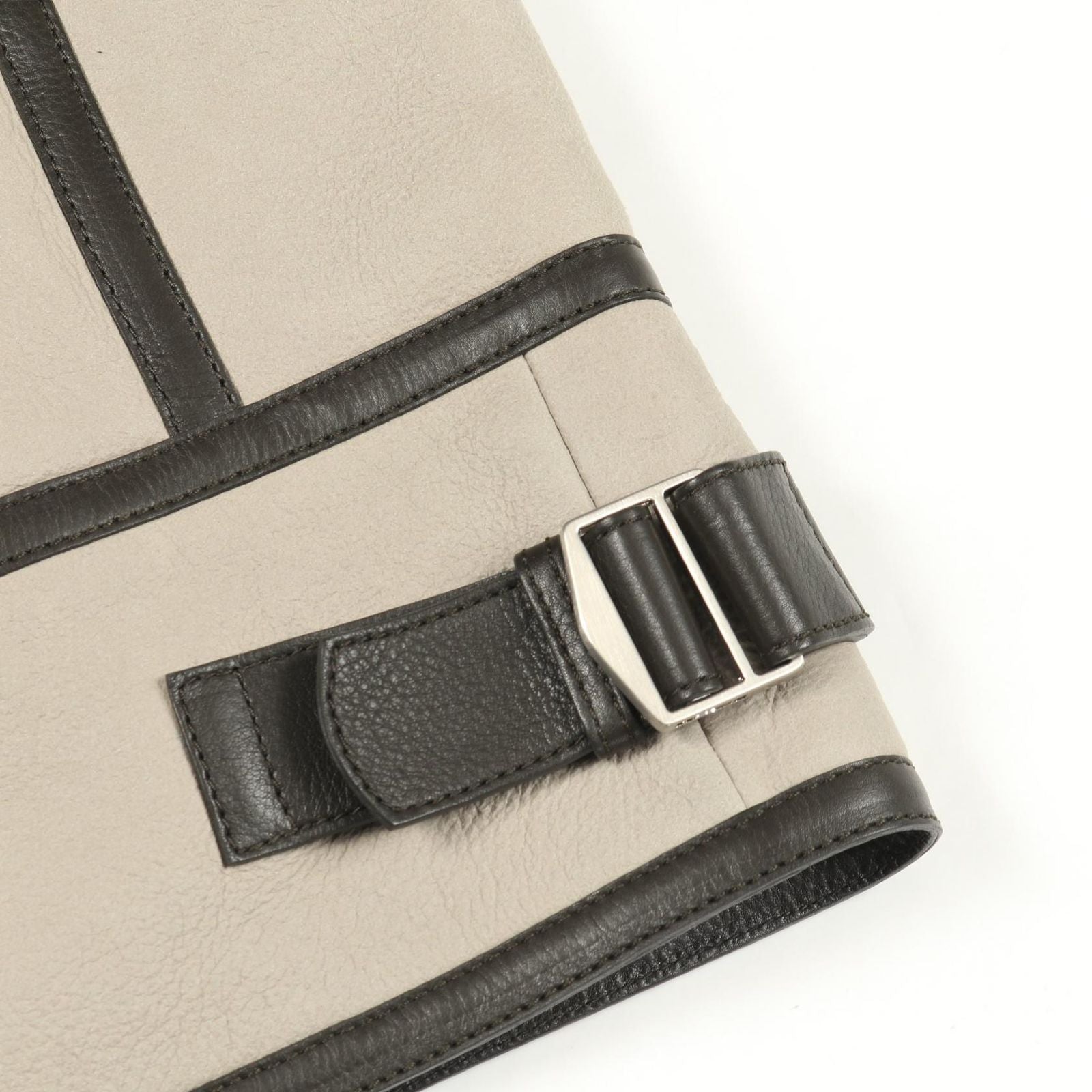 Hermes Vest Gilet Gray Beige Leather Mouton Vest Gray Beige Men's B