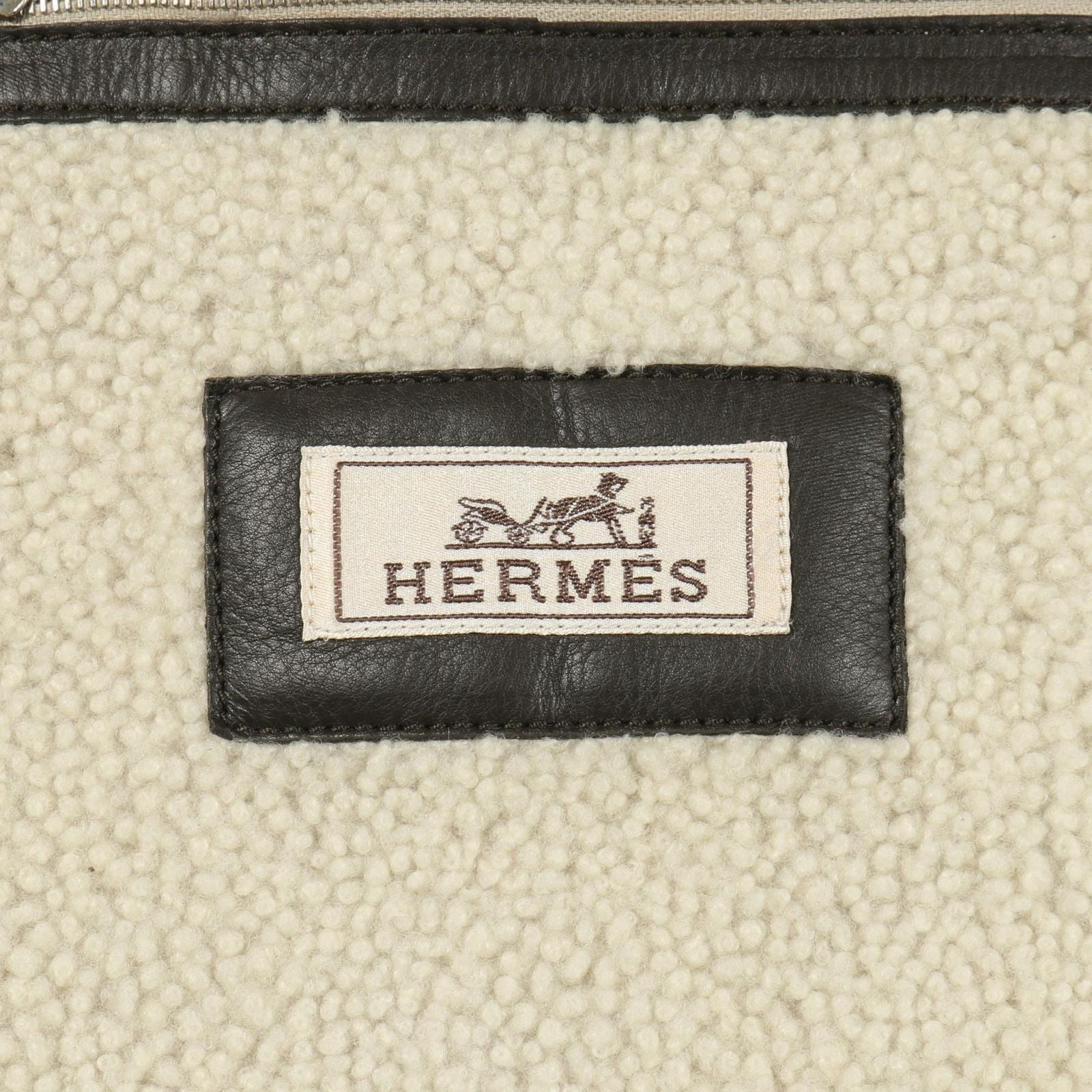 Hermes Vest Gilet Gray Beige Leather Mouton Vest Gray Beige Men's B