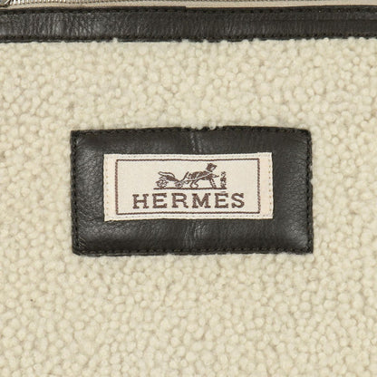 Hermes Vest Gilet Gray Beige Leather Mouton Vest Gray Beige Men's B