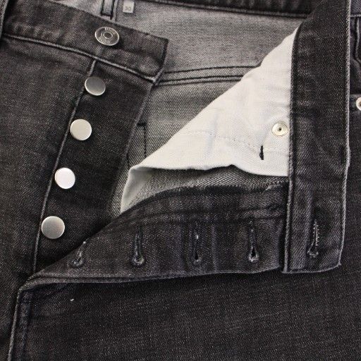 Dior Homme Denim Pants Jeans Button Fly Stretch Logo Patch Leather Patch