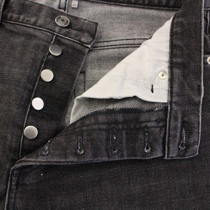 Dior Homme Denim Pants Jeans Button Fly Stretch Logo Patch Leather Patch