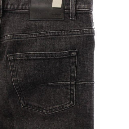 Dior Homme Denim Pants Jeans Button Fly Stretch Logo Patch Leather Patch