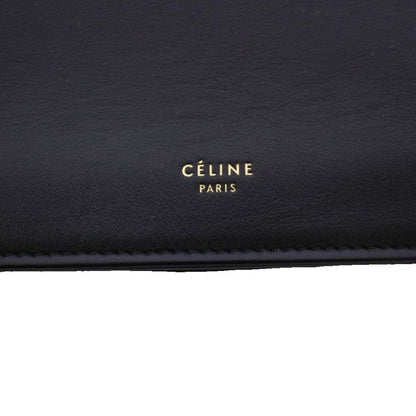 Celine Clasp Bag Clasp Shoulder Bag Leather Black KH • OH