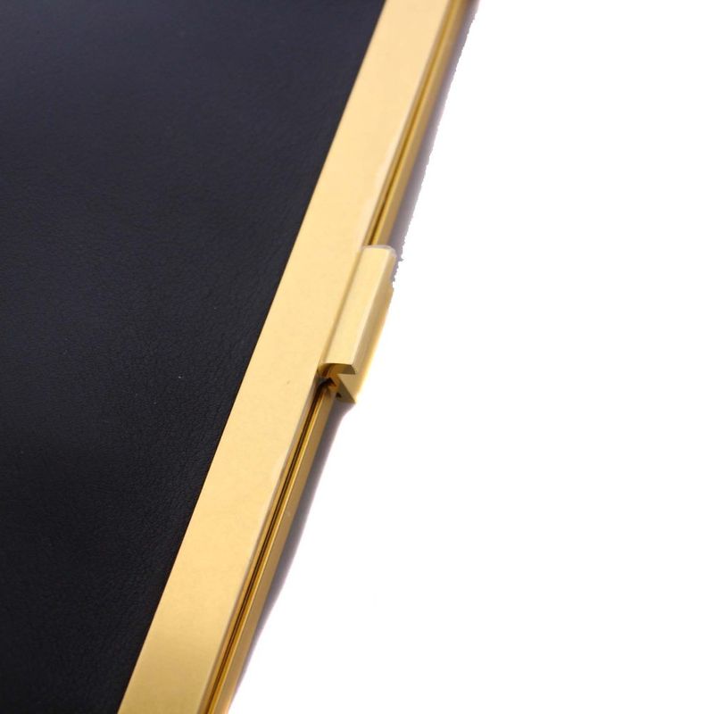 Celine Clasp Bag Clasp Shoulder Bag Leather Black KH • OH