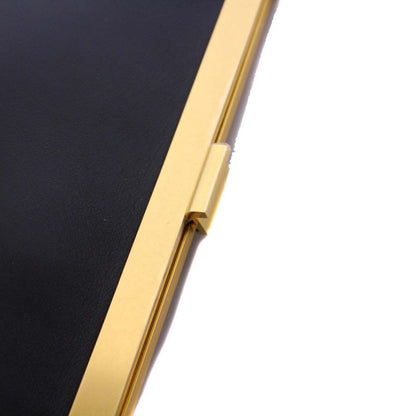 Celine Clasp Bag Clasp Shoulder Bag Leather Black KH • OH