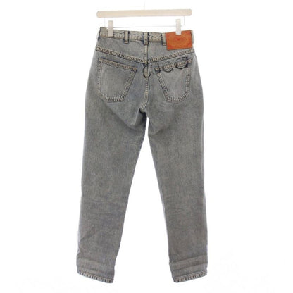 Gucci Denim Pants Jeans Zip Fly Logo Patch Leather Patch Cowhide W30 Light Blue