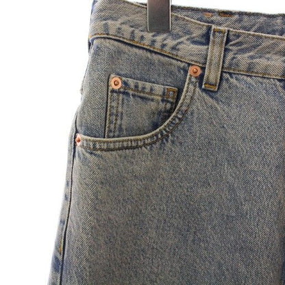 Gucci Denim Pants Jeans Zip Fly Logo Patch Leather Patch Cowhide W30 Light Blue