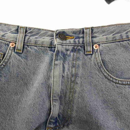 Gucci Denim Pants Jeans Zip Fly Logo Patch Leather Patch Cowhide W30 Light Blue