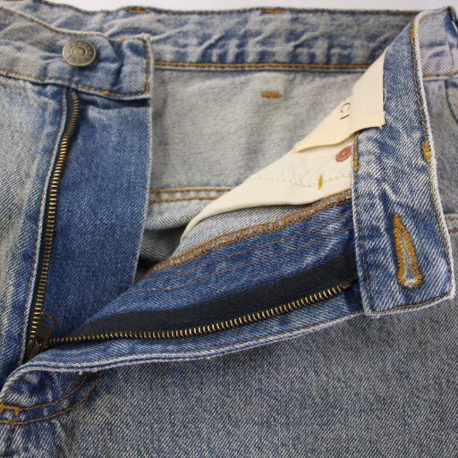 Gucci Denim Pants Jeans Zip Fly Logo Patch Leather Patch Cowhide W30 Light Blue