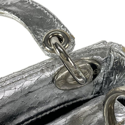 Dior Christian Dior Handbag Lady Dior Micro Bag Silver Cracked Leather