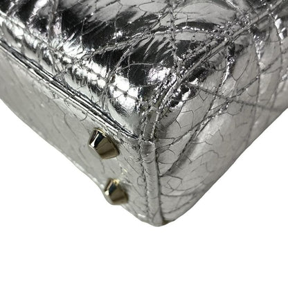 Dior Christian Dior Handbag Lady Dior Micro Bag Silver Cracked Leather