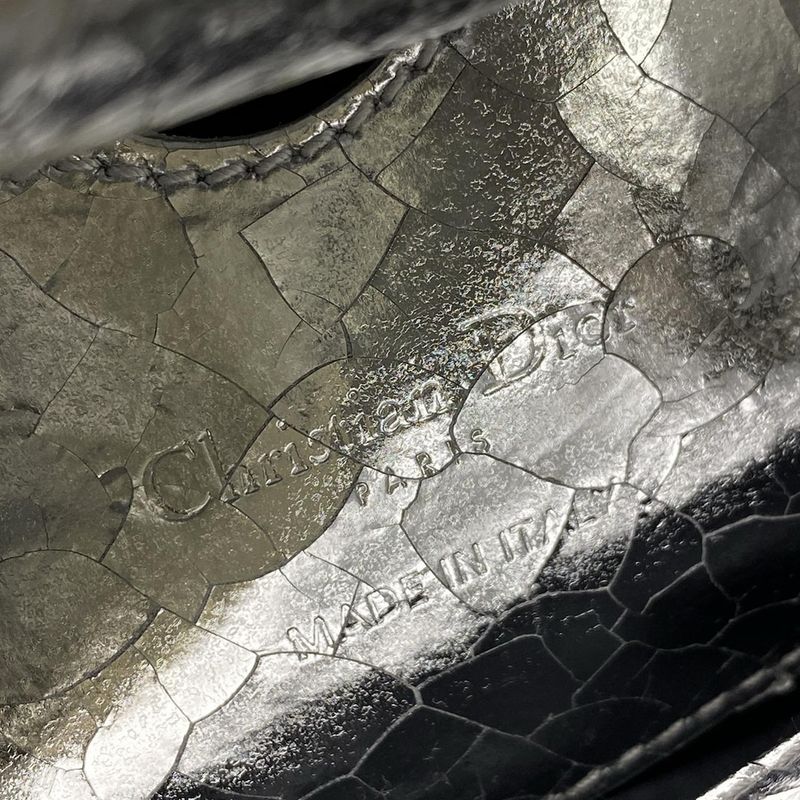 Dior Christian Dior Handbag Lady Dior Micro Bag Silver Cracked Leather