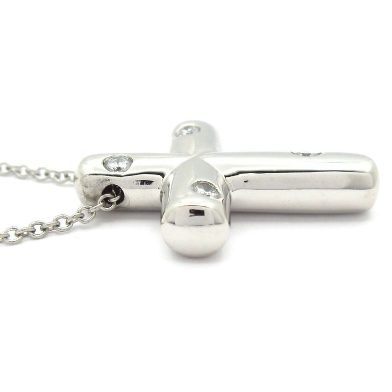 Tiffany & Co Necklace Dots Cross Pt950 X Diamond 4p Diamond Cross