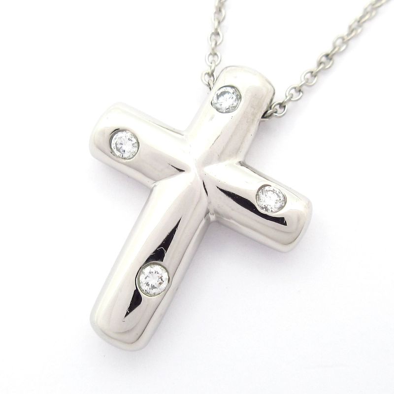 Tiffany & Co Necklace Dots Cross Pt950 X Diamond 4p Diamond Cross