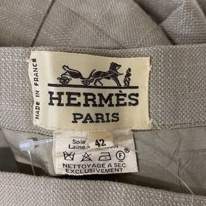Hermes Skirt Size 42 L Women's Beige Knee Length Silk